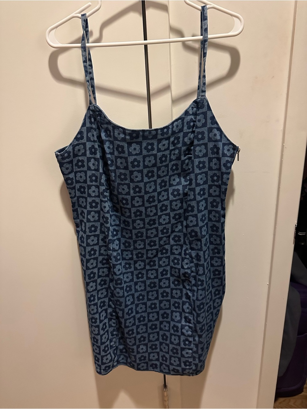 🆕 H&M Blue Floral-Print Check Cami Dress